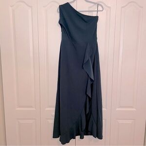 One shoulder ruffled maxi dress